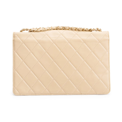 Chanel Beige Lambskin Leather Large Golden Class Flap Bag