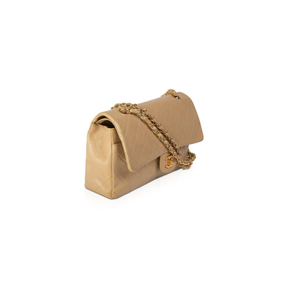 Chanel Beige Lambskin Medium Classic Double Flap Bag