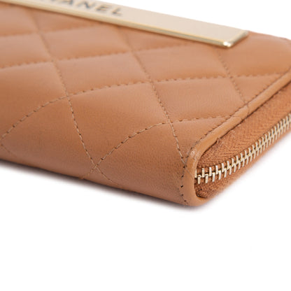 Chanel Beige Lambskin Trendy Zipped Wallet