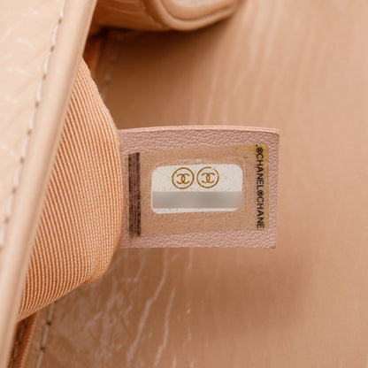 Chanel Beige Patent Leather Medium Boy Bag