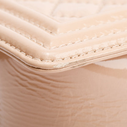 Chanel Beige Patent Leather Medium Boy Bag