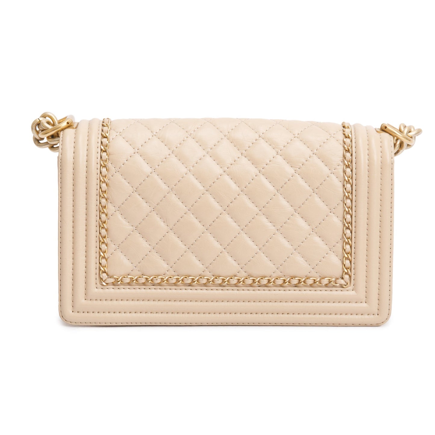 Chanel Beige Quilted Aged Calfskin Leather Medium Jacket Boy Bag
