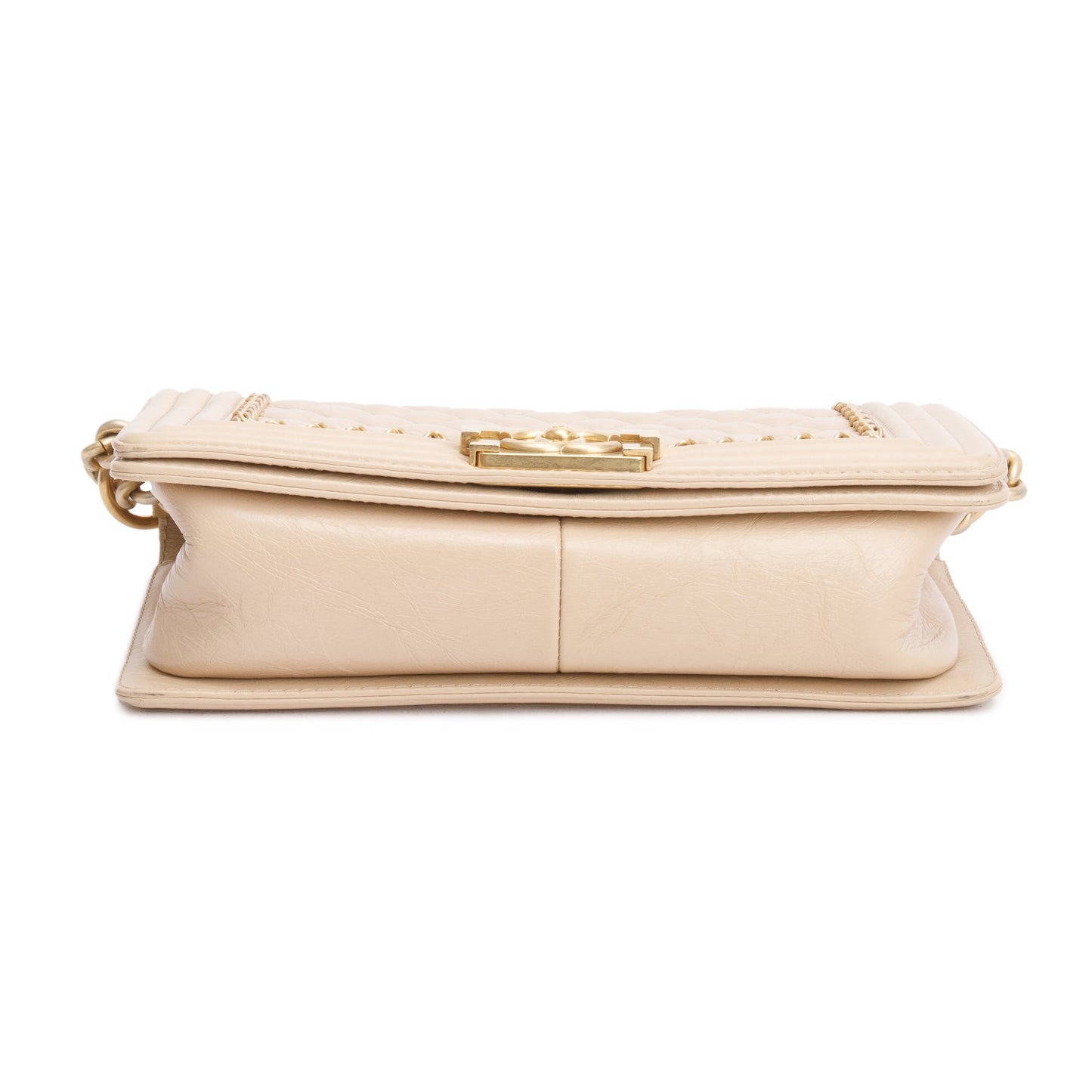 Chanel Beige Quilted Aged Calfskin Leather Medium Jacket Boy Bag