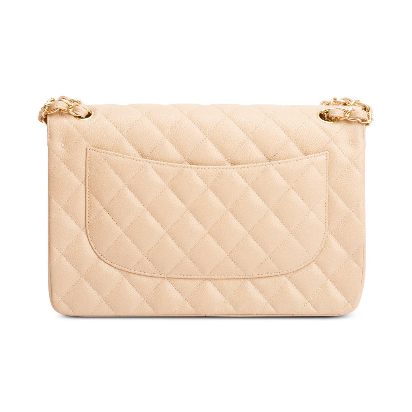 Chanel Beige Quilted Caviar Leather Classic Jumbo Double Flap Bag