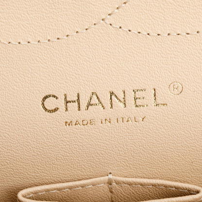 Chanel Beige Quilted Caviar Leather Classic Jumbo Double Flap Bag