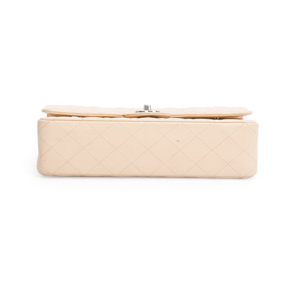 Chanel Beige Quilted Caviar Leather Classic Medium Double Flap Bag