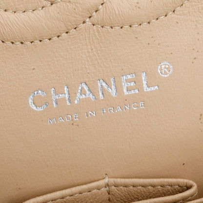 Chanel Beige Quilted Caviar Leather Classic Medium Double Flap Bag