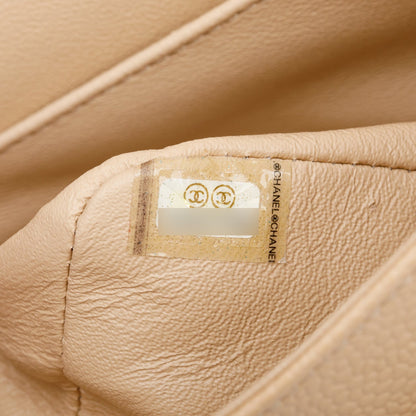 Chanel Beige Quilted Caviar Leather Classic Medium Double Flap Bag
