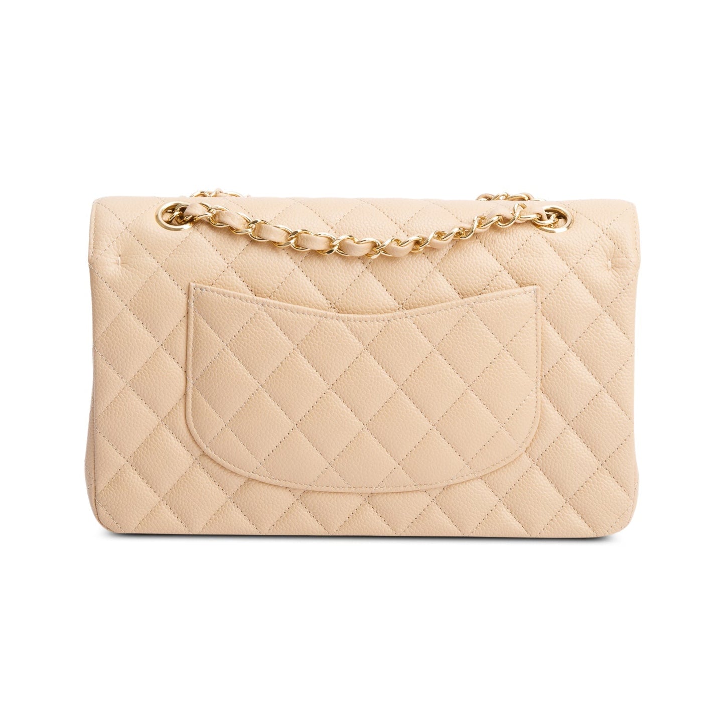 Chanel Beige Quilted Caviar Leather Classic Medium Double Flap Bag