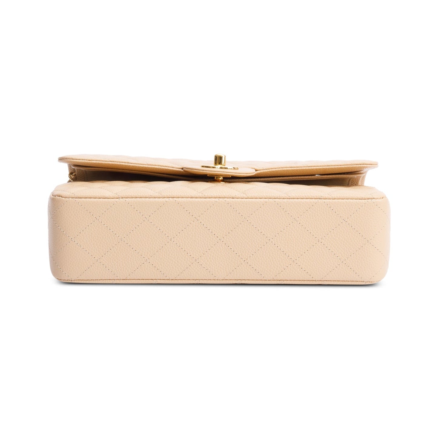 Chanel Beige Quilted Caviar Leather Classic Medium Double Flap Bag