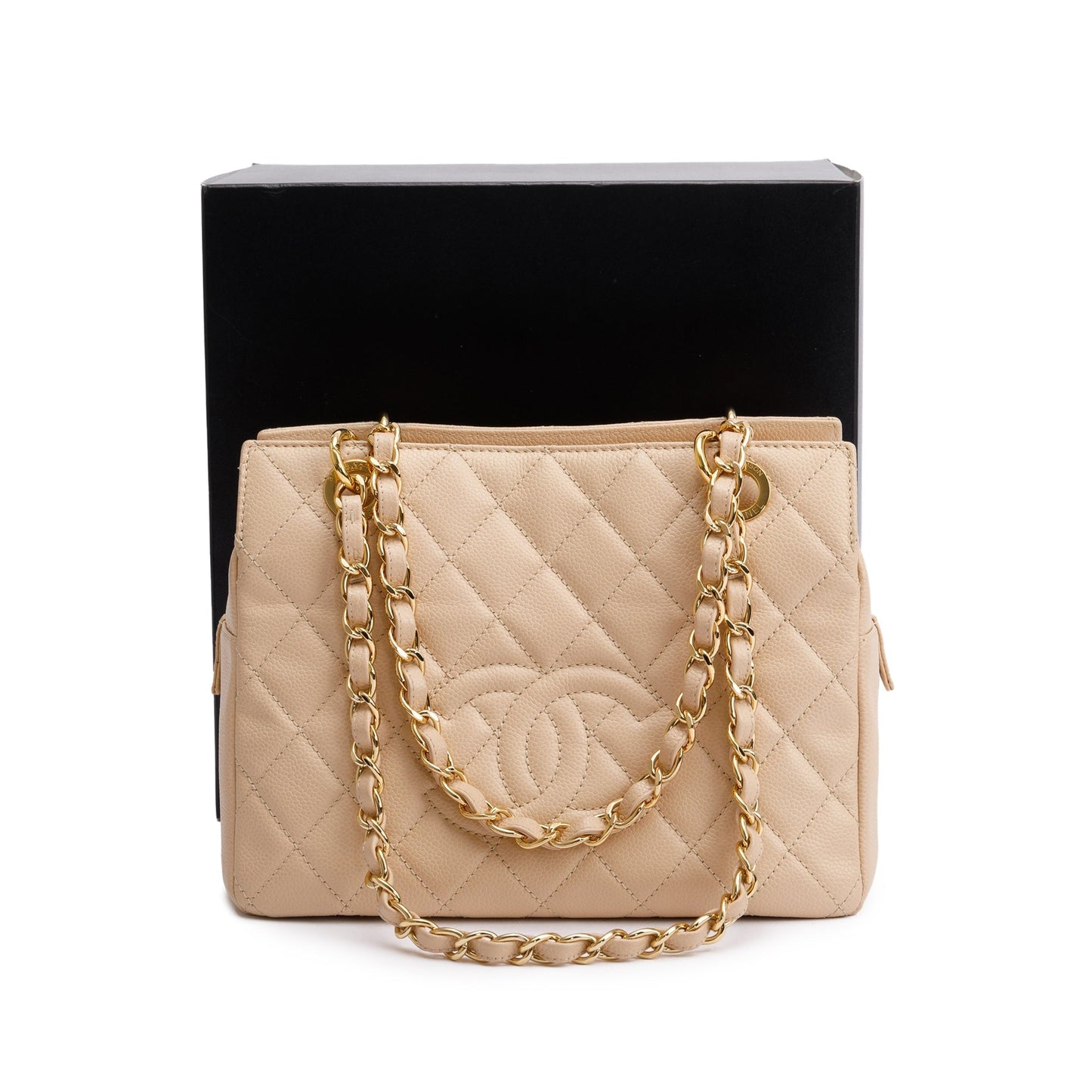 Chanel Beige Quilted Caviar Leather Petit Timeless Tote