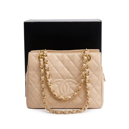 Chanel Beige Quilted Caviar Leather Petit Timeless Tote