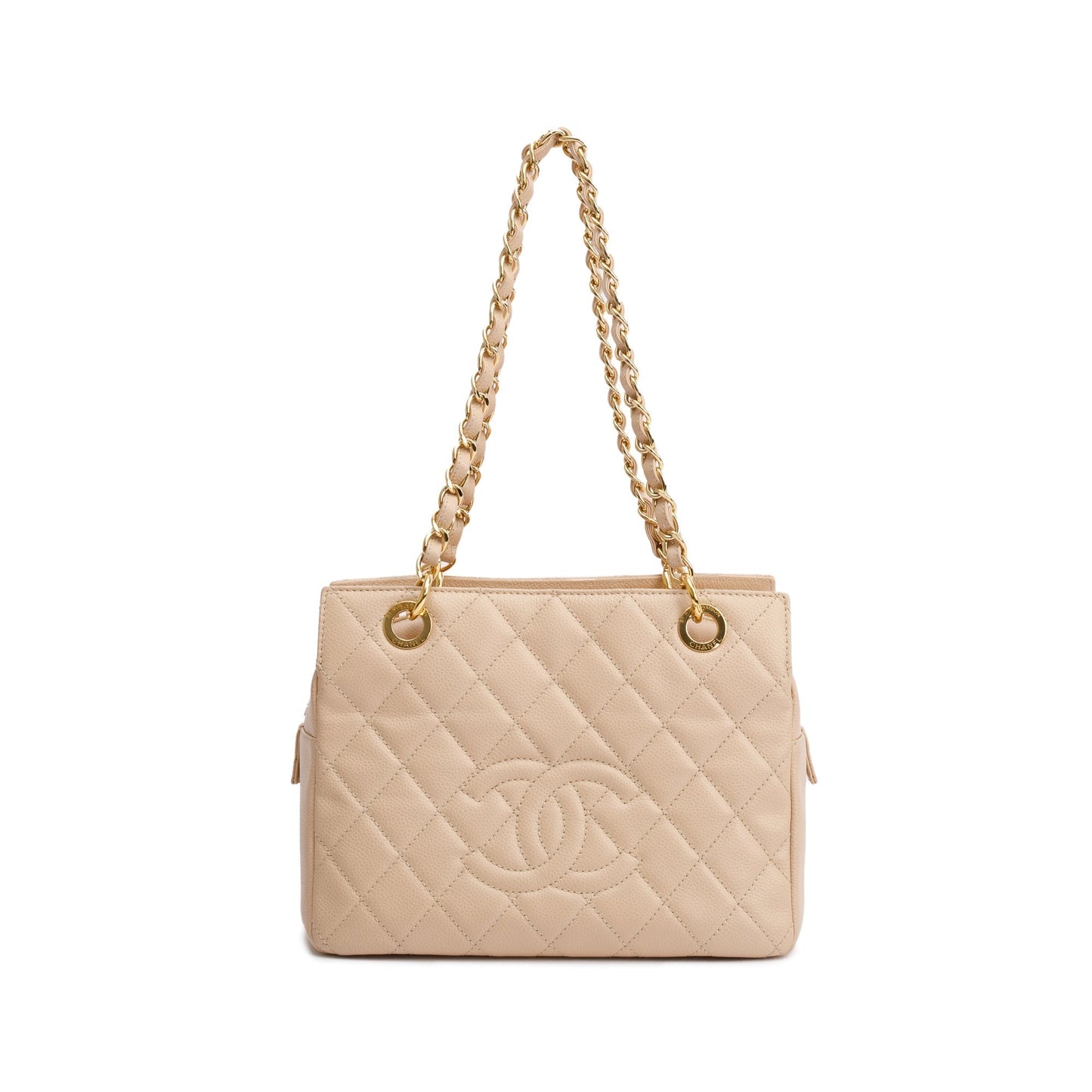 Chanel Beige Quilted Caviar Leather Petit Timeless Tote