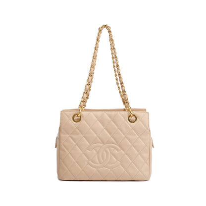 Chanel Beige Quilted Caviar Leather Petit Timeless Tote