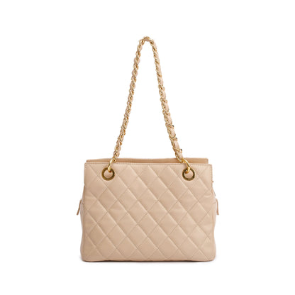 Chanel Beige Quilted Caviar Leather Petit Timeless Tote