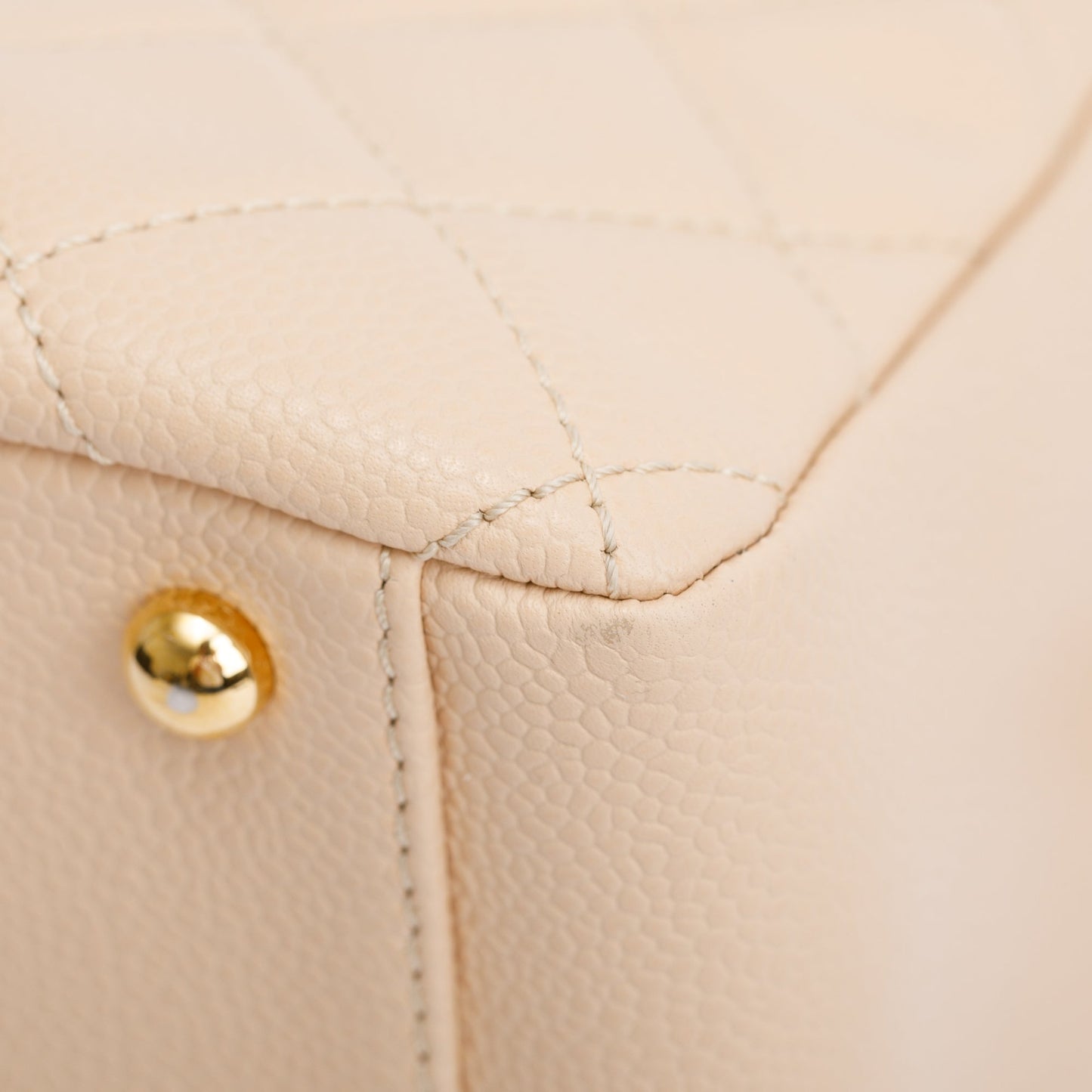 Chanel Beige Quilted Caviar Leather Petit Timeless Tote