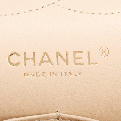 Chanel Beige Quilted Lambskin Leather Classic Jumbo Double Flap Bag