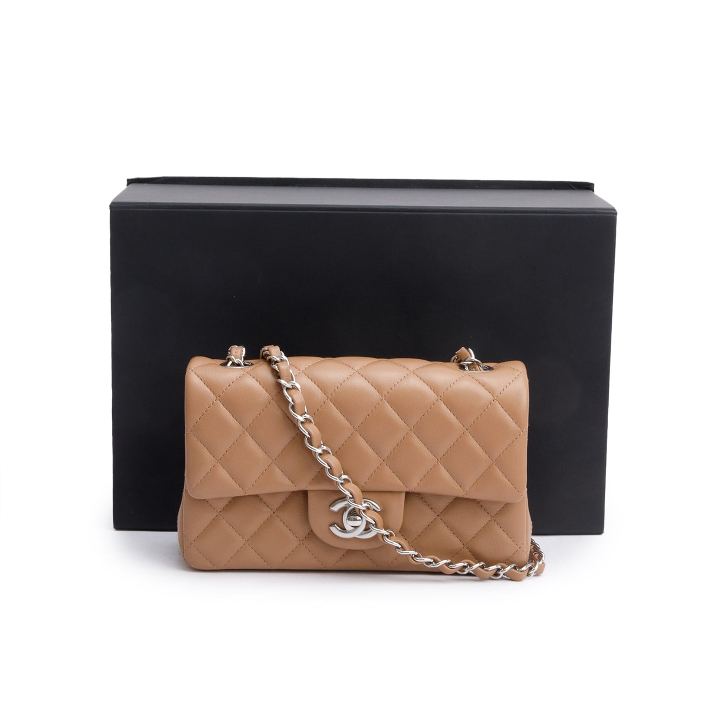 Chanel Beige Quilted Lambskin Leather Classic Mini Rectangular Flap Bag