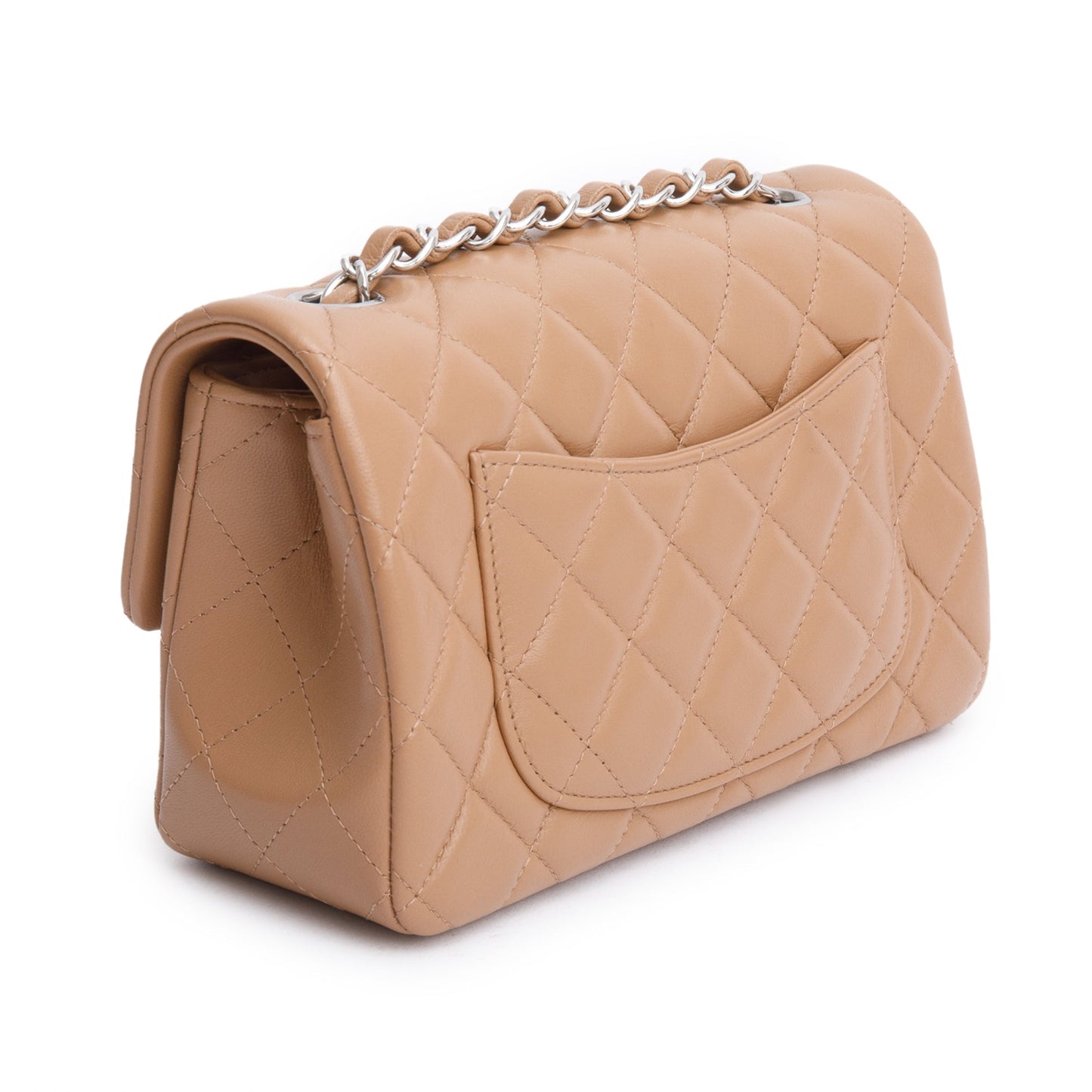 Chanel Beige Quilted Lambskin Leather Classic Mini Rectangular Flap Bag