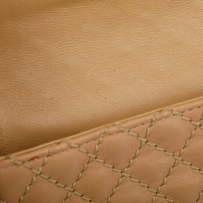 Chanel Beige Quilted Lambskin Leather Mini Flap Key Ring Bag Charm