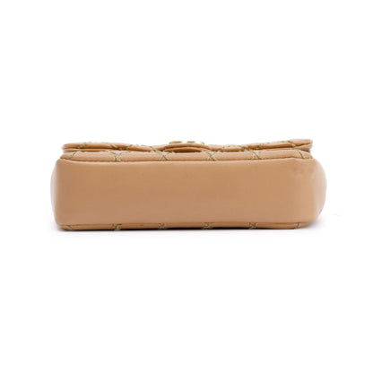 Chanel Beige Quilted Lambskin Leather Mini Flap Key Ring Bag Charm