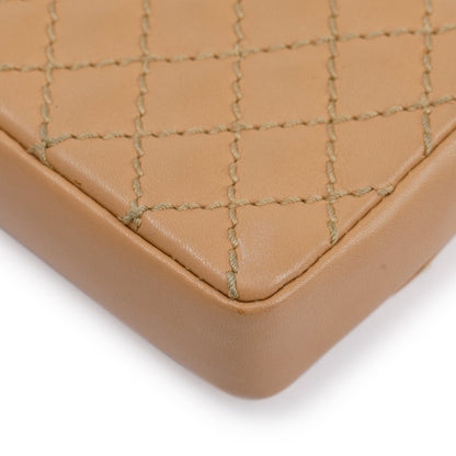 Chanel Beige Quilted Lambskin Leather Mini Flap Key Ring Bag Charm
