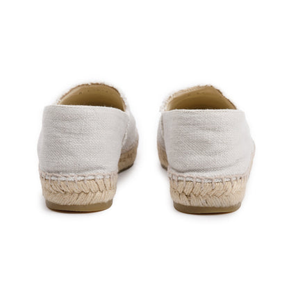 Chanel Beige/Black Canvas Interlocking CC Logo Espadrilles, Size 37