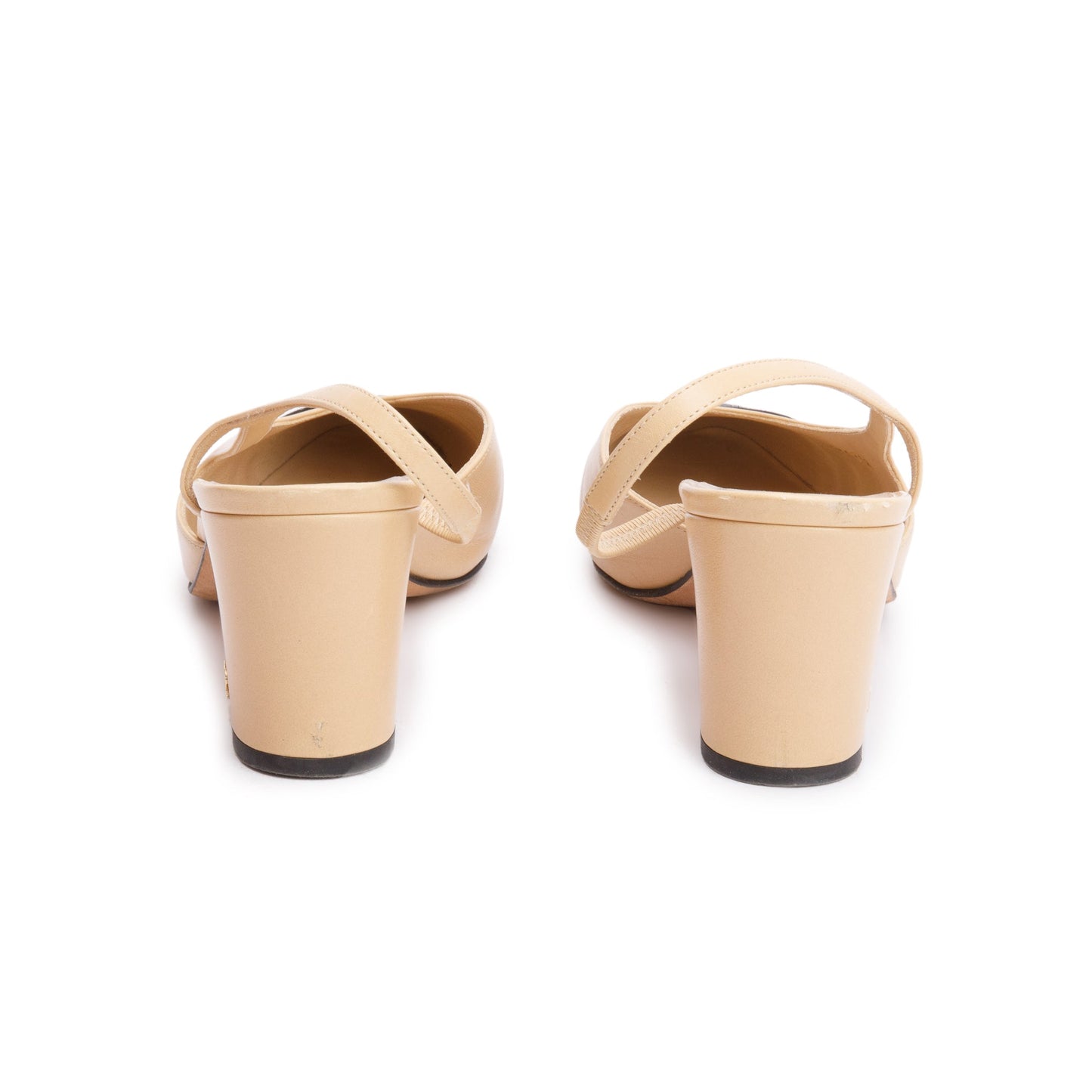 Chanel Beige/Black Lambskin Grosgrain Interlocking CC Logo Sling Back Shoes, Size 39