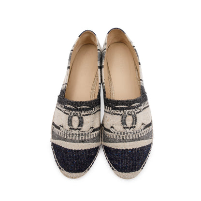 Chanel Beige/Black Wool Tweed Lambskin Espadrilles, Size 43