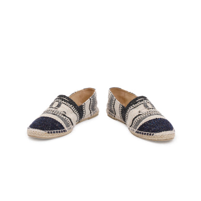 Chanel Beige/Black Wool Tweed Lambskin Espadrilles, Size 43