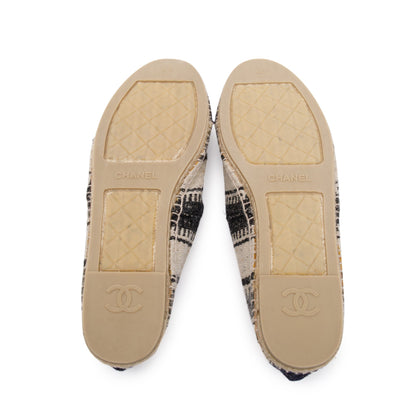 Chanel Beige/Black Wool Tweed Lambskin Espadrilles, Size 43