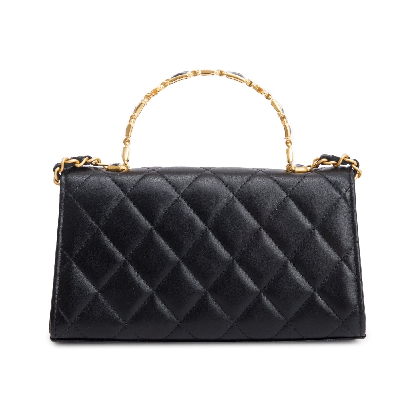 Chanel Black 2023 Lambskin Enamel Top Handle Phone Holder