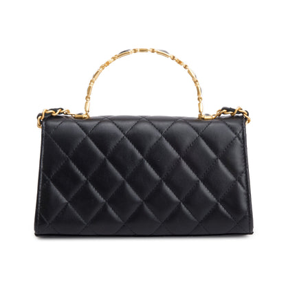 Chanel Black 2023 Lambskin Enamel Top Handle Phone Holder