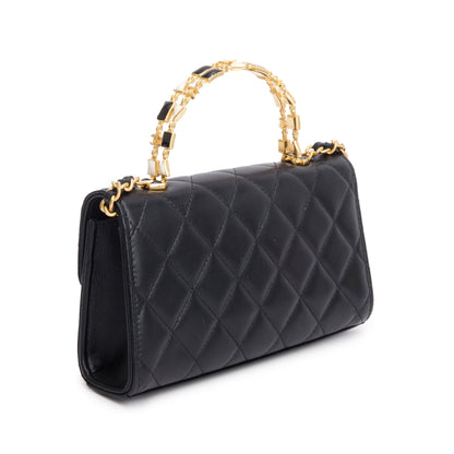 Chanel Black 2023 Lambskin Enamel Top Handle Phone Holder