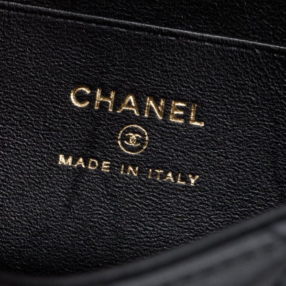 Chanel Black 2023 Lambskin Enamel Top Handle Phone Holder