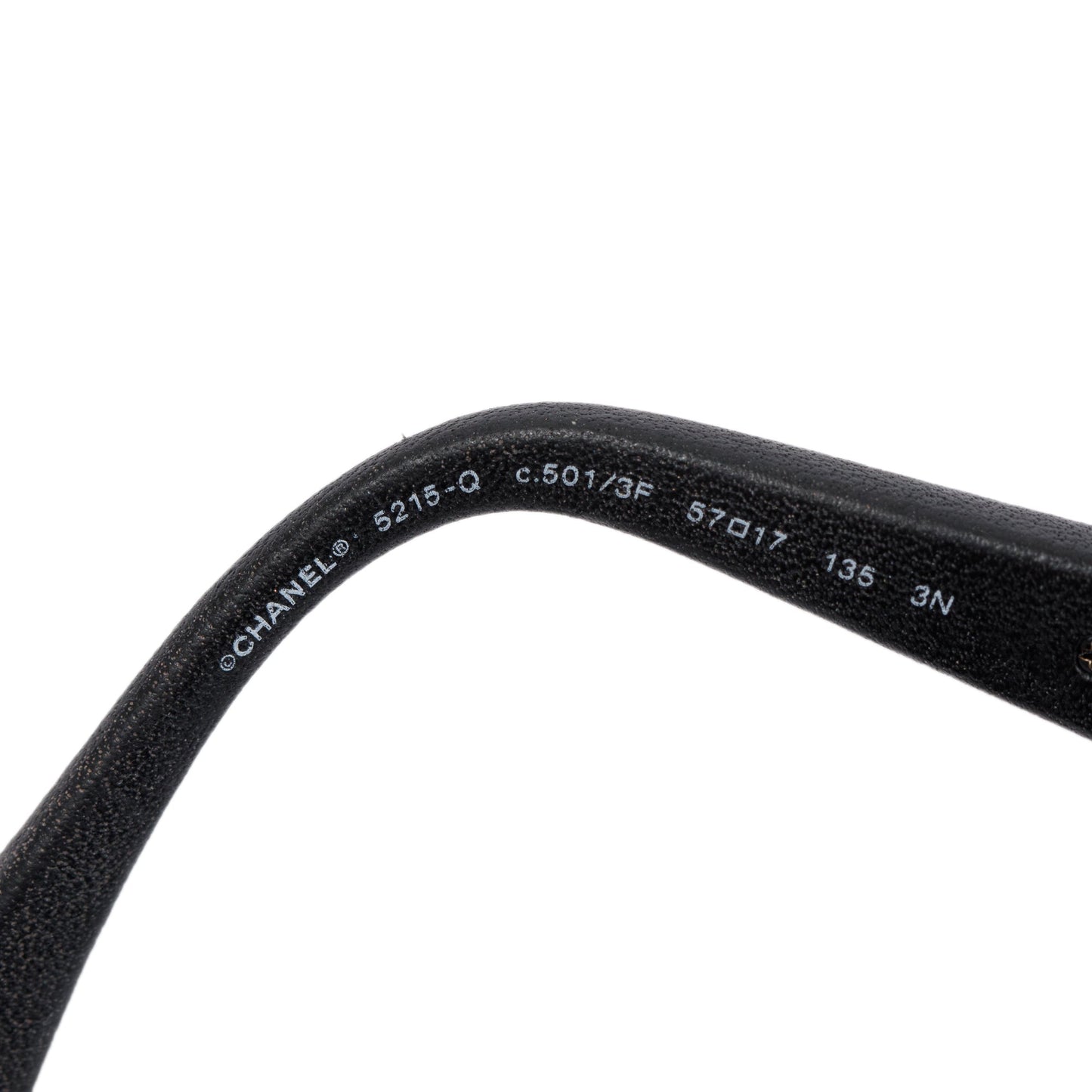 Chanel Black 5215-Q Interlocking CC Leather & Chain Link Sunglasses