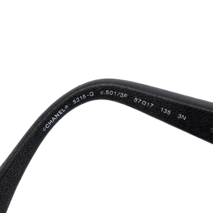Chanel Black 5215-Q Interlocking CC Leather & Chain Link Sunglasses
