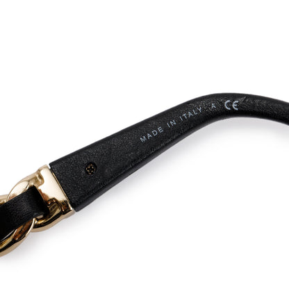 Chanel Black 5215-Q Interlocking CC Leather & Chain Link Sunglasses