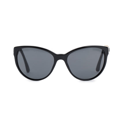 Chanel Black 5215-Q Interlocking CC Leather & Chain Link Sunglasses