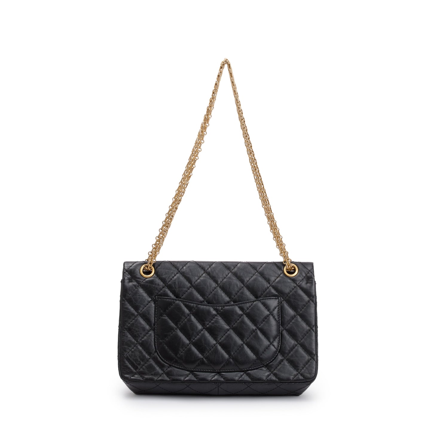 Chanel Black Aged Calfskin Leather 2.55 Reissue 226 Double Flap Bag