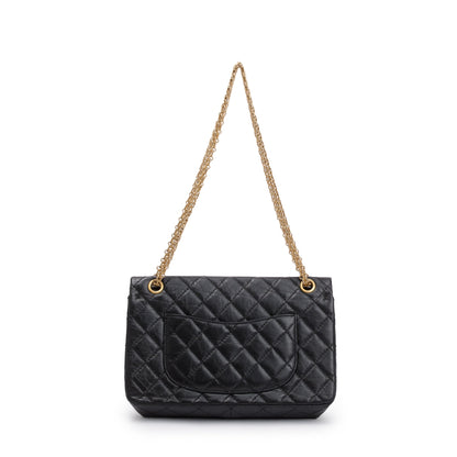 Chanel Black Aged Calfskin Leather 2.55 Reissue 226 Double Flap Bag