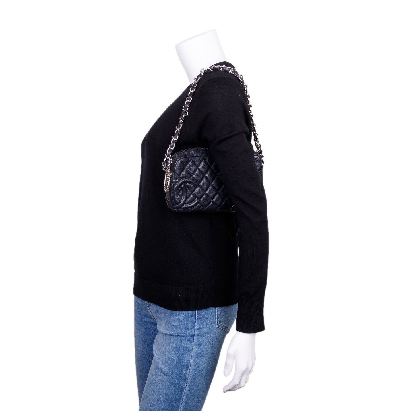 Chanel Black Aged Calfskin Leather Cotton Club Pochette