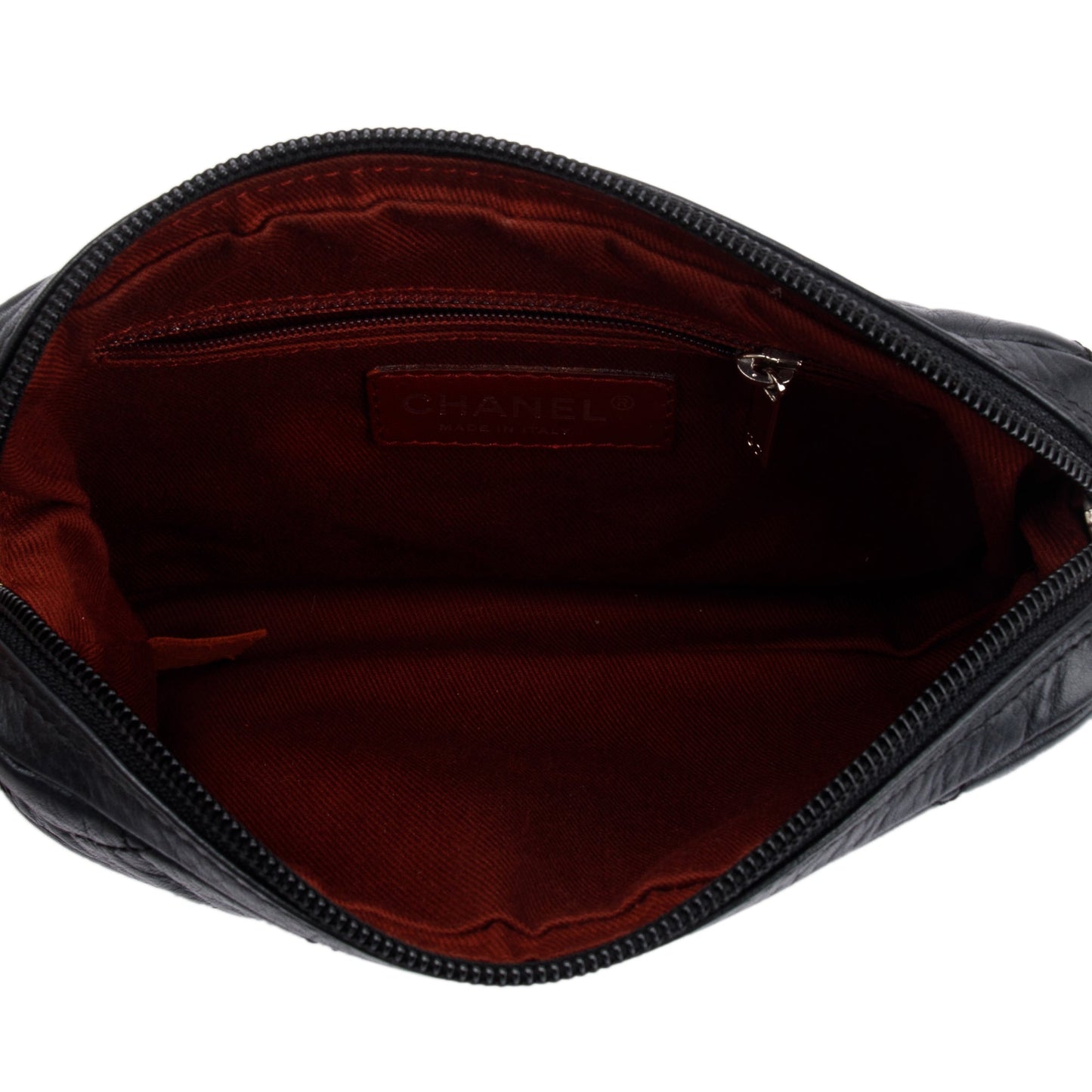 Chanel Black Aged Calfskin Leather Cotton Club Pochette