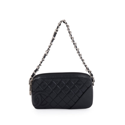 Chanel Black Aged Calfskin Leather Cotton Club Pochette