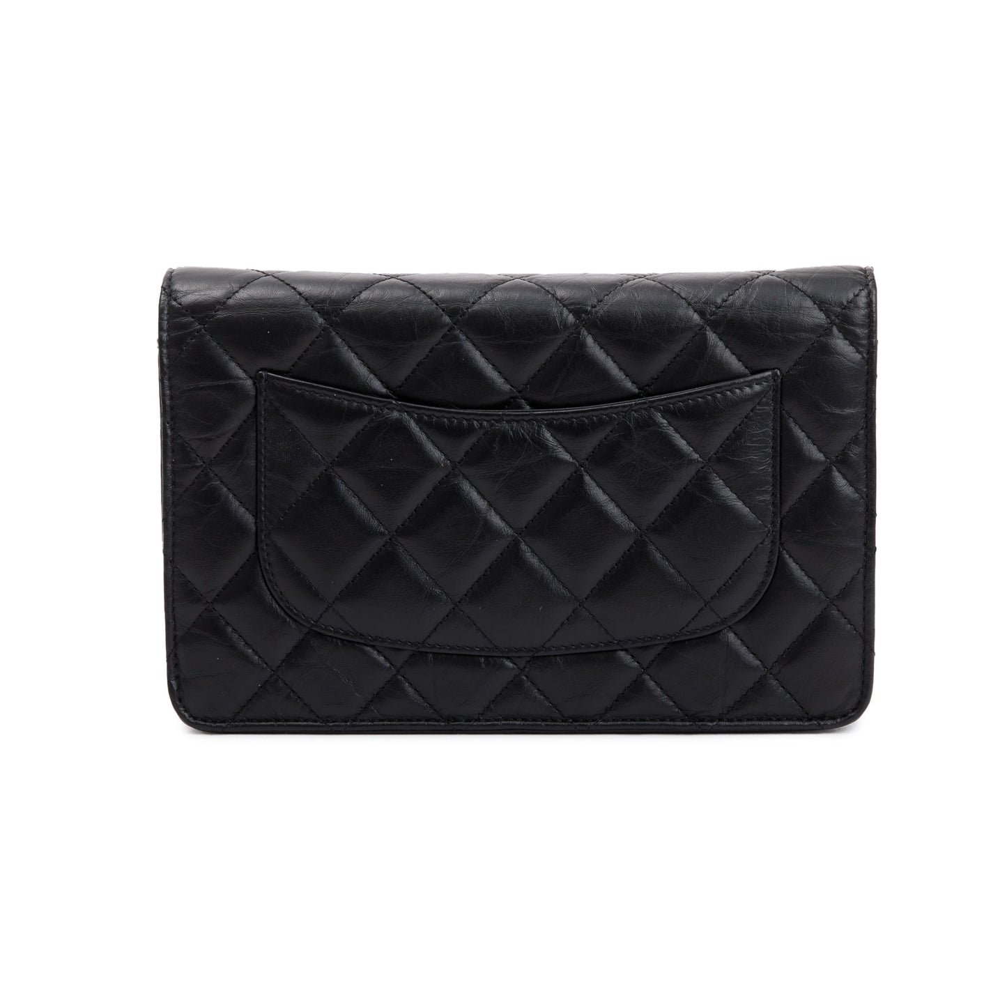 Chanel Black Aged Calfskin Leather Lucky Charms Reissue Wallet on Chain