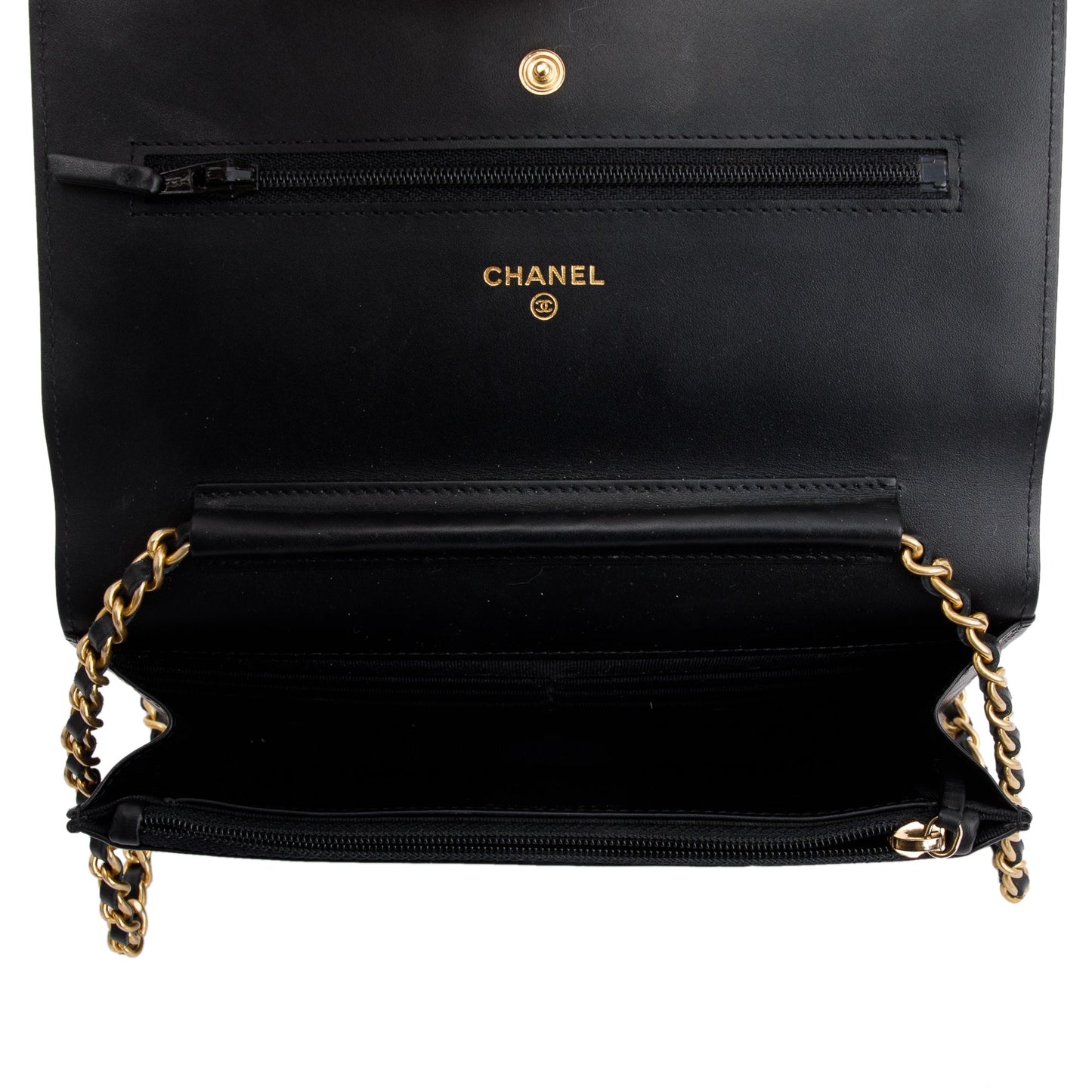 Chanel Black Aged Calfskin Leather Lucky Charms Reissue Wallet on Chain