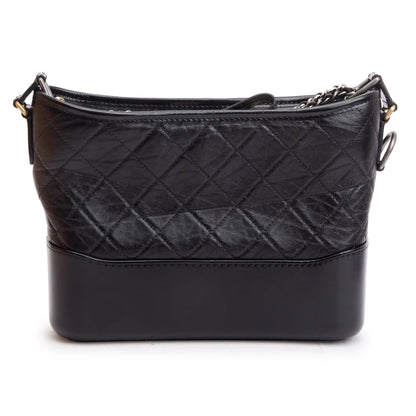 Chanel Black Aged Calfskin Leather Small Gabrielle Hobo