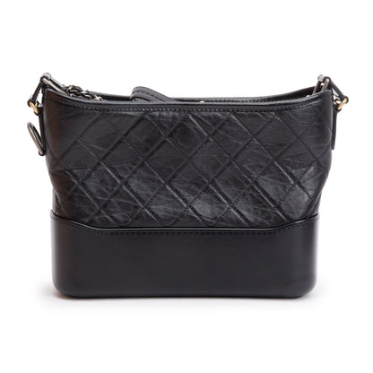 Chanel Black Aged Calfskin Leather Small Gabrielle Hobo