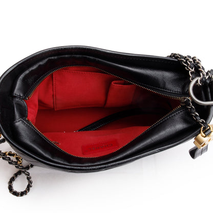 Chanel Black Aged Calfskin Leather Small Gabrielle Hobo