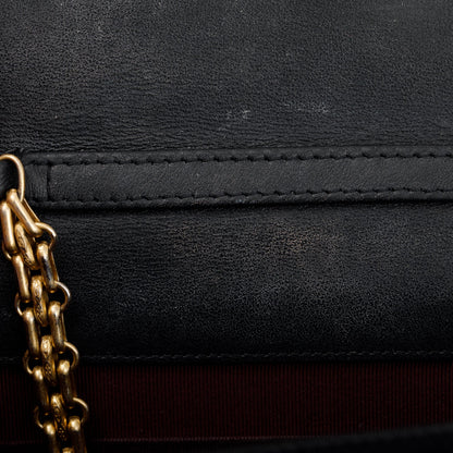 Chanel Black Aged Calfskin Leather Reissue Wallet on Chain
